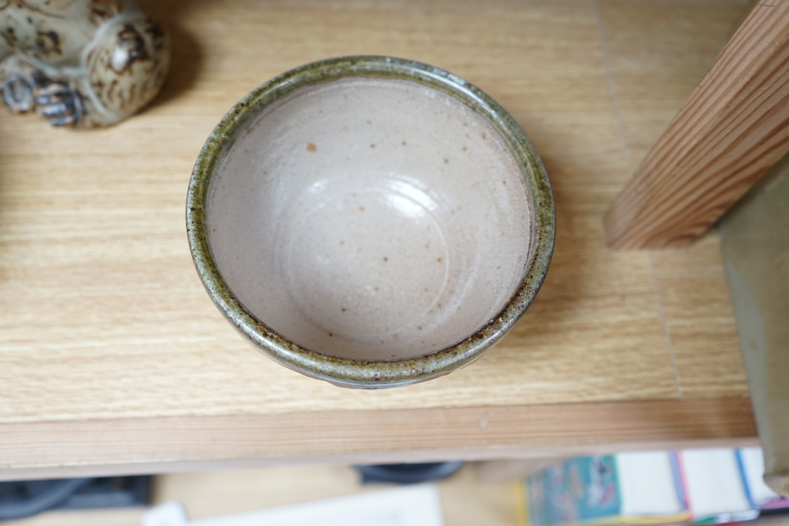 Richard Batterham (1936-2021), a Stoneware studio pottery bowl, cut-sided, unmarked, 15cm in diameter. Condition - good